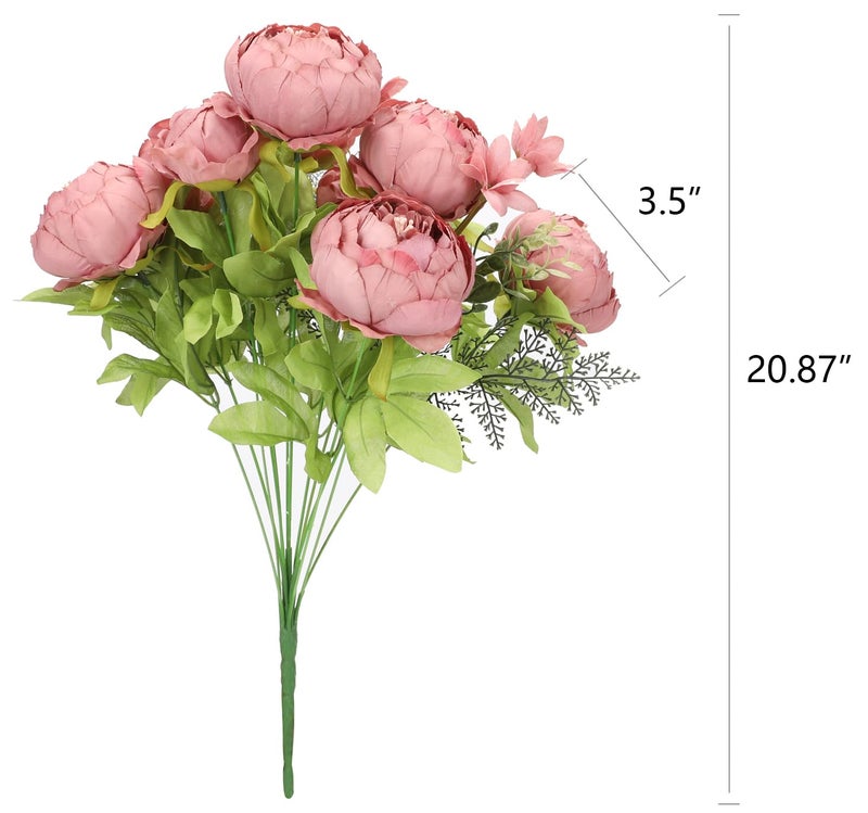 Duovlo Artificial Peony Silk Flowers Fake Flowers Vintage Wedding Home Decoration,Pack of 1 (Rosy Brown) - Image 2